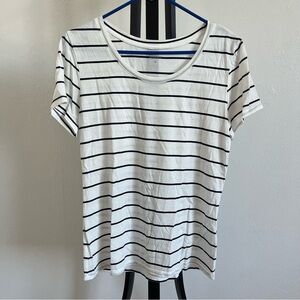 Quince White and Black Striped Short Sleeve Tee
